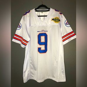 The Waterboy Bobby Boucher #9 Football Jersey Adam Sandler White Men's MEDIUM